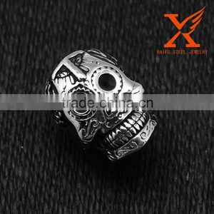 In Stock Male Jewelry Drop Ship 2016 Fashion Ring Stainless Steel Rings For Man Big Tripple Skull Ring Punk Biker Jewelry thumbnail-1