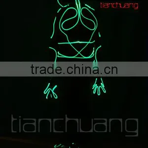 2016 Hot Sale LED Light up Fiber Optic Tron Dance Jumpsuits thumbnail-4