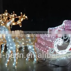 Christmas Decoration Reindeer With Sleigh Light/3d Motif Led Christmas Deer Light Quality Choice thumbnail-2