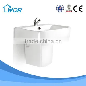 23 Inch Ceramic Bathroom Half Pedestal Design Sanitary Square Basin thumbnail-1