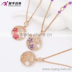 Latest Design Rose Gold Plated Cubic Zircon Copper Wedding Elegant Necklace thumbnail-4