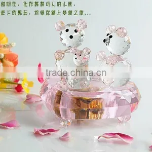 New Design - Beautiful Pink Crystal Teddy Bear Music Box For Wedding Favor 2015 thumbnail-1