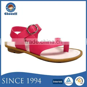 New Trendy Girls Pure Color Leather Casual Thong Sandals thumbnail-2
