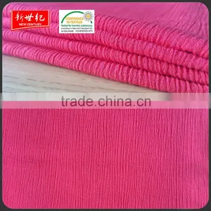 China Fabric Manufacturer Oeko-tex Standard Solid Crinkle Viscose Fabric, 30*24 135gsm Dyed Rayon Crepe Fabric thumbnail-1