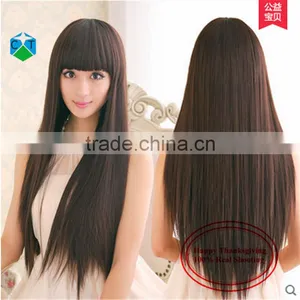Neat Bang Shave Hair High Temperature Silk Fluffy Long Straight Wig Set Of Spot Female Wig thumbnail-1