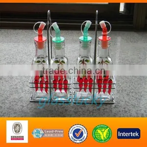 Hot Sale Clear 500ml Glass Bottles Manufacturers Set With S/S Spout thumbnail-1
