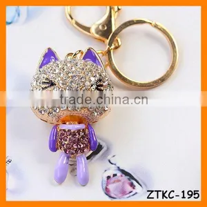 2014 Rhinestone Cat Key Chain , Animal Bag Pendant ZTKC-195 thumbnail-1