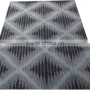 Ikat Design Hand Tufted Cut Pile Wool Carpet, Latex Backed With Cloth thumbnail-1