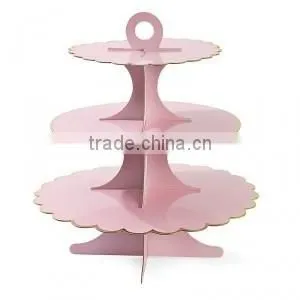 3 Tier Round Cake Cupcake Stand Cake Stand Rose Pink With Gold Line Birthday Wedding Party Display thumbnail-1