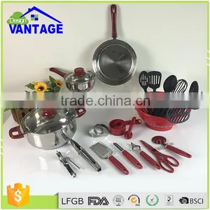 Kitchen Accessories Stainless Steel Saucepan Non-stick Cooking Pot Cookware Set With Nylon Kitchen Utensils thumbnail-1
