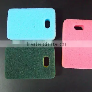 Set Of 3Pcs Color Combination Scouring Pad Kitchen Sponge With Hole thumbnail-3