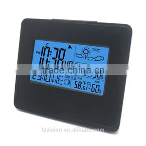 Automatic RCC Weather Station Clock With Blue Backlight,Thermo-hygrometer Digital Weather Station Clock With 2 Sensors thumbnail-3