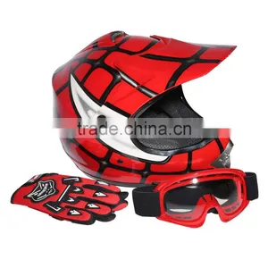 Youth Red Spider Net For Dirt Bike Motocross Off-Road Helmet MX Goggles+Gloves S M L thumbnail-1