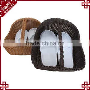 Handweave Durable Plastic Rattan Shoe Basket for 5 Star Hotel thumbnail-2
