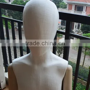 Factory Low Price Sale Fiberglass OR Fabric Wrapped Fabric Torso Kids Mannequin With Wood Arm thumbnail-4