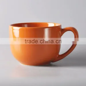 Colorful Glazed Ceramic Soup Bowl With Handle thumbnail-1
