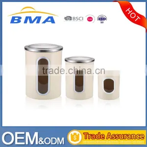Cream-coloured Stainless Steel Kitchen Canister Set thumbnail-1