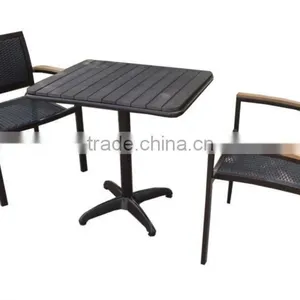 Stackable Leisure Outdoor Furniture Rattan Chair With Teak Wood Arm thumbnail-6