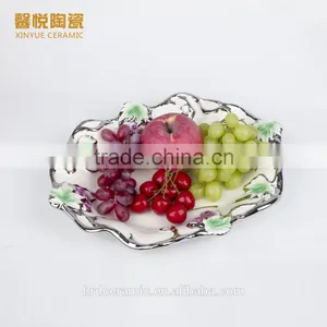 Stock Plate and Dish ,Fashion Golden Ceramic Decorative Cheap Big Ceramic Plate thumbnail-1