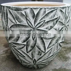 Indoor Wash Vase - Indoor Pottery With Round Rim and Pattern Outside thumbnail-1