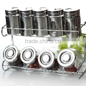 Glass Storage Spice Round and Square Bottle Set thumbnail-1