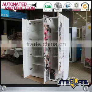 India Fancy Bedroom Wardrobe Design Printed 3 Door Cabinet thumbnail-4
