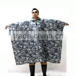 4000 Hydrostatic Pressure Waterproof PU PVC Coated Military Camouflage Rain Poncho thumbnail-5