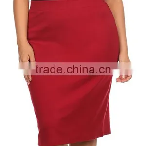 Wholesale Custom Made in China Women Fashion Plus Size Red Tight High Waist Pencil Skirt thumbnail-4