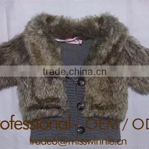 Kids Fur Collar Cardigan Sweater,fur Collar Cardigan,knitted Cardigan Fur thumbnail-1