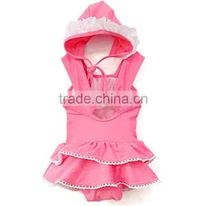 Girls Pink Swimwear One Piece Suit With Hat Best Selling Products 2017 in Usa thumbnail-2