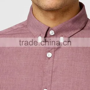 Mens Burgundy Button Down Long Sleeve Office Shirt thumbnail-3