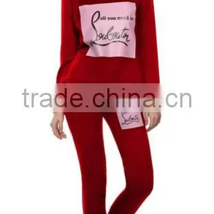 Women Printed Hoodie Pants Suit Two Piece Gtm Tracksuit Set With Fleece thumbnail-5