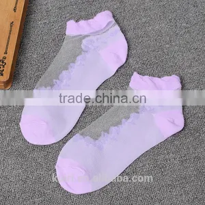 WS-46 Women Summer Novelty Transparent Grid Socks Glass Crystal Silk Cool Mesh Knit Sheer Soks thumbnail-2