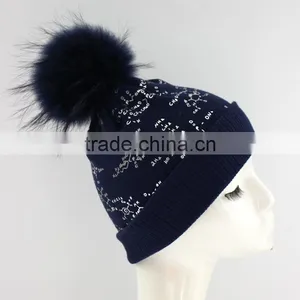 Myfur 2017 Wool Adults Style Letter Printing Pompom Hat With Real Fur Pom Pom thumbnail-1