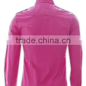 100% Cotton Design China Made Popular Ladies Pink Color Dress Shirt thumbnail-3