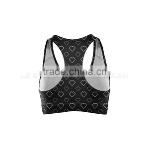 2017 Black Hearts Patterned Fitness Compression Bra thumbnail-2