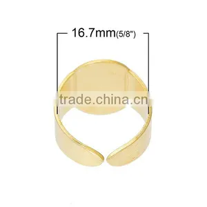 Brass Adjustable Ring Components Finger Ring Brass Tone Blank Cabochon Settings 16.7mm 20 PCs Ring Setting thumbnail-2