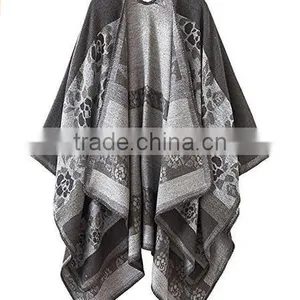 Women Cashmere Oversized Blanket Poncho Cape Shawl Long Cardigan Women Winter Coat thumbnail-6