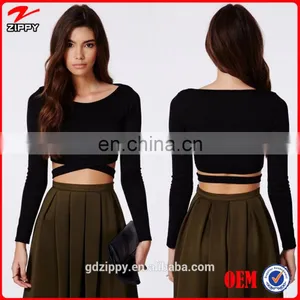 2014 New Arrival Black Bandage Waist Crop Top For Women thumbnail-1