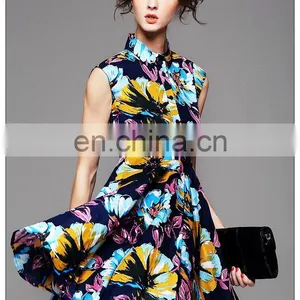 High Quality Sleeveless Print Skater Dress Summer 2016 thumbnail-6