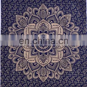 Blue Gold Indian Ombre Mandala Wall Hanging Dorm Decor Tapestries Twin Tapestry Bohemian Hippie Wall Decor thumbnail-2