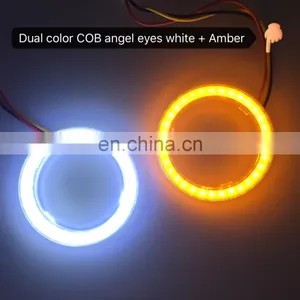 Dual Color COB LED Angel Eye Halo Ring White Yellow thumbnail-1