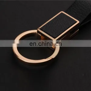 Popular Style Embossed Logo Black Leather Keychain for Business Promotional Gift thumbnail-3