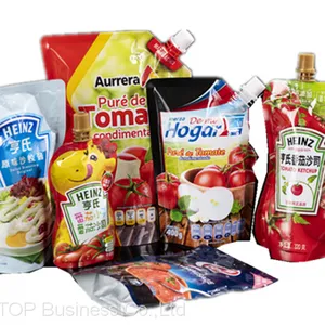 OUTOP Packaging Custom Printed Stand Up Tomato Paste Ketchup Packing Bag Plastic Chili Sauce Packaging Pouch With Spout thumbnail-4