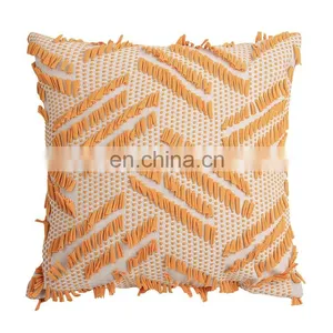 Boho Style Colorful Hand Block Indian Pillow Cover Decorative 18X18" Embroidery Chindi Cushion Cover thumbnail-4