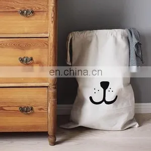 Hot Sale Canvas Toy Storage Bags Cotton Laundry Bags Clothing Drawstring Bags Accessory for Toy Tent of Kids Room thumbnail-2