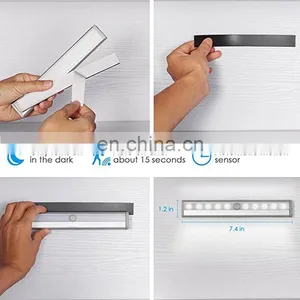 10 LED Motion Sensing Closet Lights, DIY Stick-on Anywhere Portable 10-LED Wireless Cabinet Night/Stairs Light Bar With Magnetic thumbnail-6
