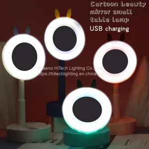 Cartoon Led Makeup Beauty Mirror Light Table Lamp Net Red Dressing Desktop Portable Folding Light Table Lamp thumbnail-5