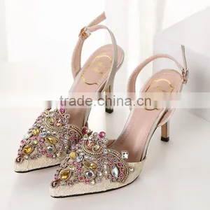 C89273A New Fashion Woman Light Mouth Single Shoes Diamond Pointed High-heeled Sandals thumbnail-2