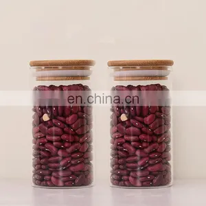 Amazon Top Seller Bamboo Storage Bottles Clear Glass Spice Food Jars Home Storage & Organization Kitchen Tabletop Container thumbnail-5